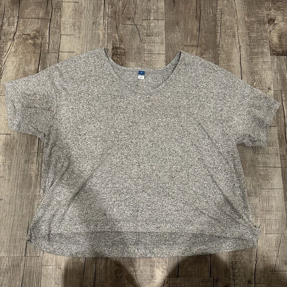 Old Navy Womens Plus Size 2X Short Sleeve Plush Crop Top Grey‎ Heather